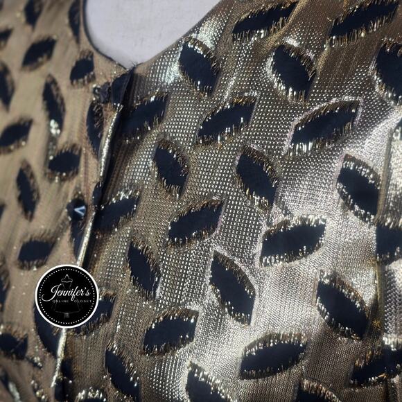 Partridge In A Pear Tree Vintage 80's Metallic Gold & Black Formal Jacket Size 8 - Picture 4 of 16